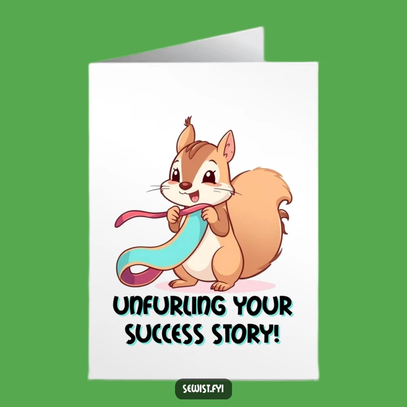 Free Printable Funny Congrats Card: Squirrel's Festive Ribbon Toss