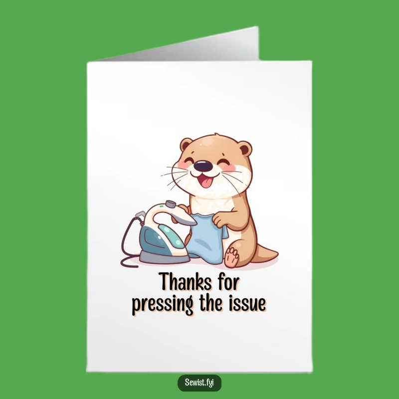 Free Printable Otter Thank You Card: Funny Ironing Design Downloadable Gift