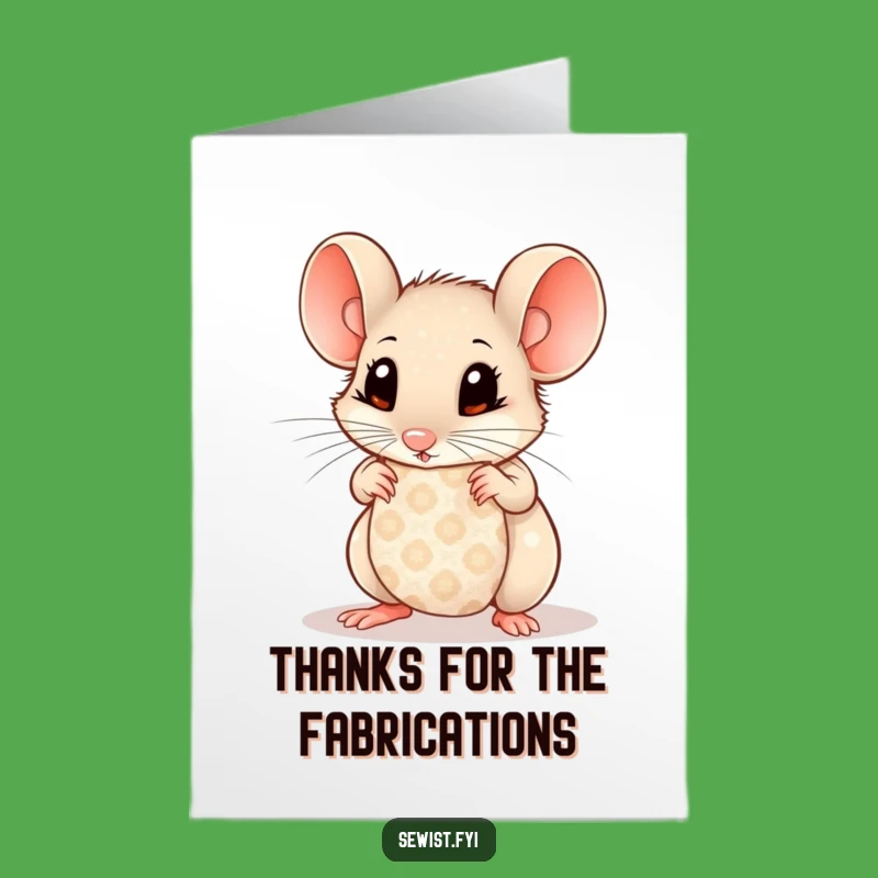 Free Printable Thank You Card: Curious Mouse Fabric Love, Charming DIY Digital Gift
