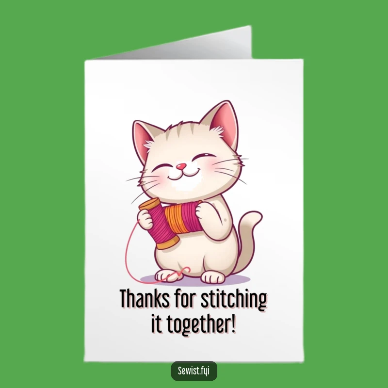 Free Printable Thank You Card: Giggling Cat Threads Thanks, Humorous Gift