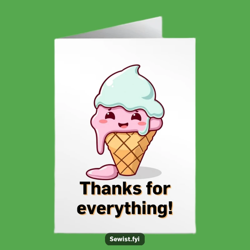 Free Printable Thank You Card: Sewing Struggles Ice Cream Cone - Funny DIY