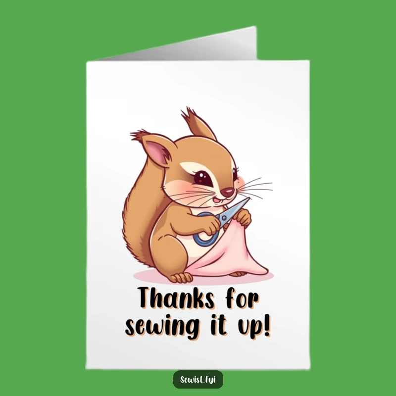 Free Printable Thank You Card: Squirrel Tailor Gratitude, Perfect DIY Downloadable Gift