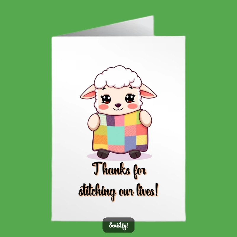 Free Printable Thank You Card: Sheep Admires Quilt, Heartfelt Downloadable Gift