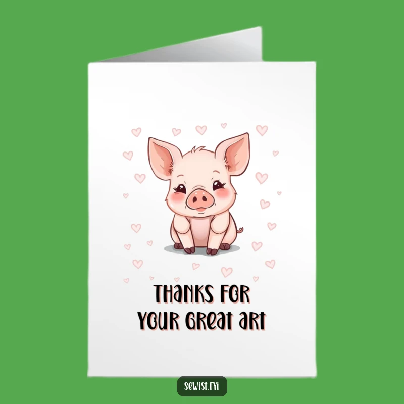 Free Printable Piglet Thank You Card: Funny Chalk Art Downloadable Gift