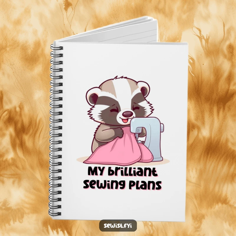 Funny Badger Notebook: A happy badger sewing fabric, inspiring creativity with humor, perfect for notes and sketches, a unique gift.