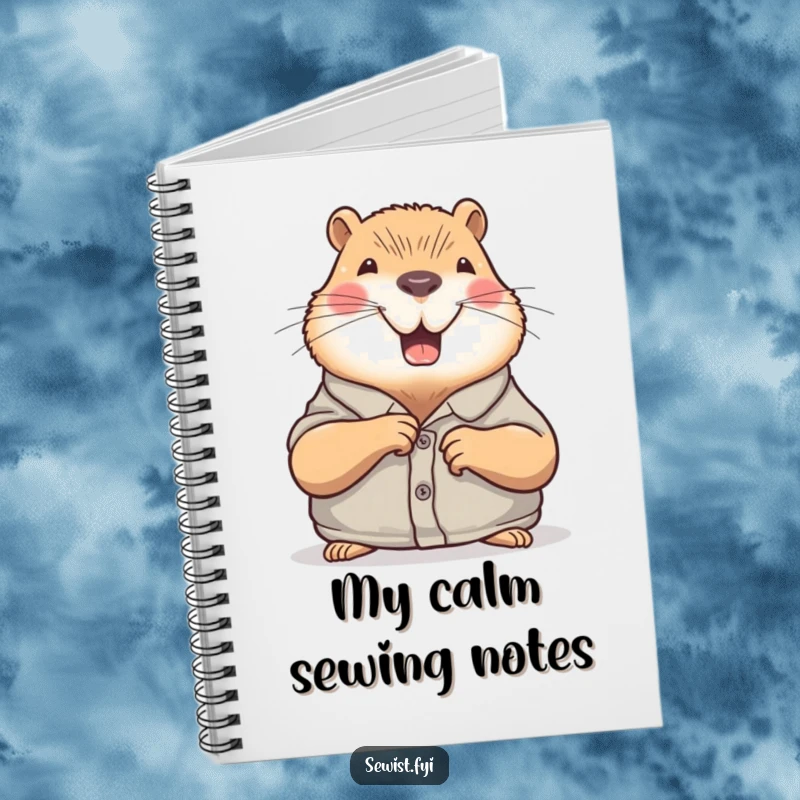 Funny Capybara Notebook: A joyful capybara sewing a button, inspiring calm thoughts and creative ideas, a unique gift.