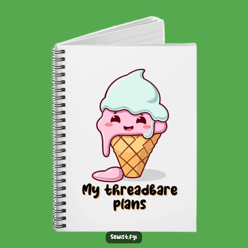 Funny Notebook: Melting Ice Cream Cone Sewing Journal, Hilarious Crafting Diary