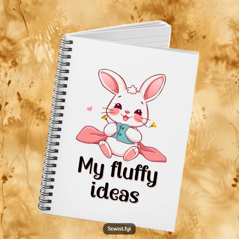 Funny Bunny Notebook: A playful bunny carefully pinning fabric pieces, ideal for journaling precise ideas, gift.