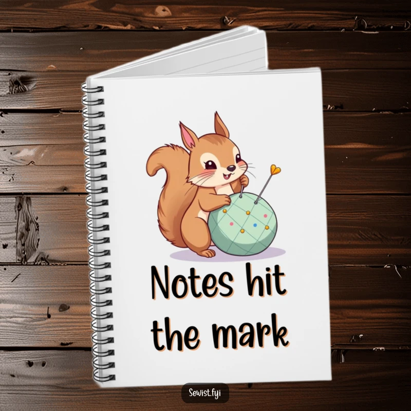 Funny Notebook: A proud squirrel pins a dart, making it perfect for strategic planning and note-taking.
