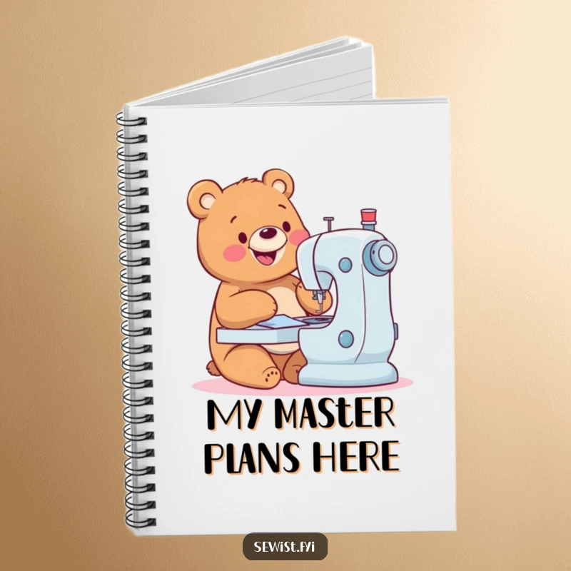 Funny Bear Notebook: A happy bear expertly sewing with a machine, ideal for journaling creative ideas, gift.