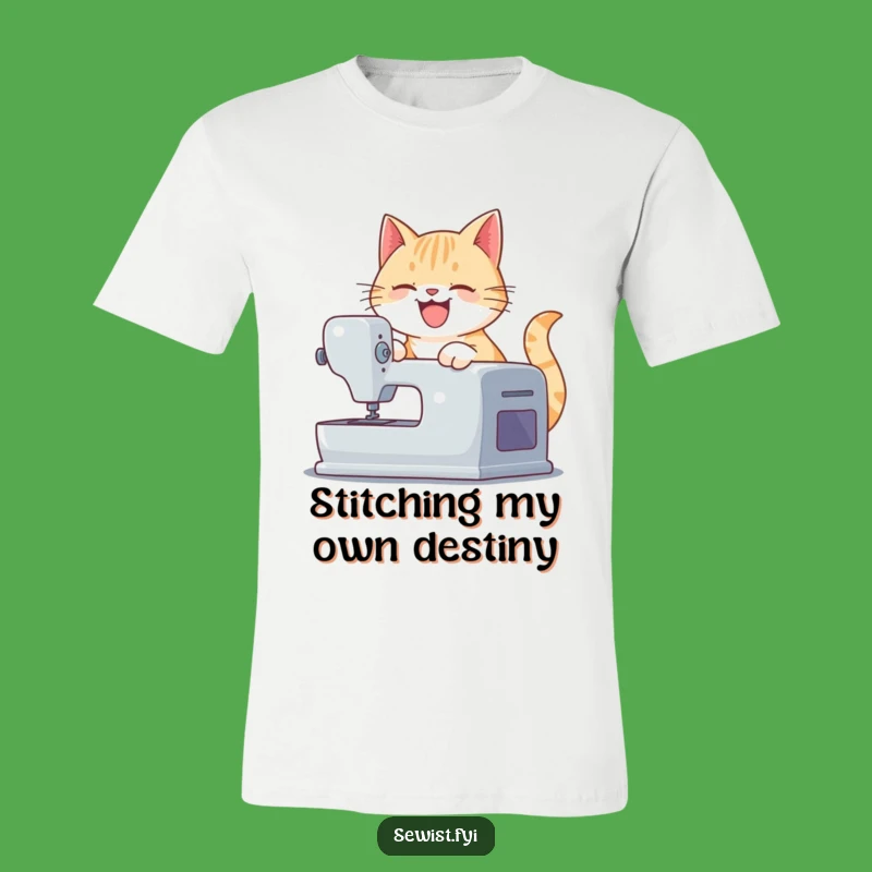 Funny Cat Sewing T-Shirt - Comical Gift for Hobbyists and Pet Owners