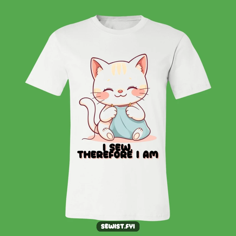 Funny Cat Sewing T-Shirt: Happy Kitty Stitching with a Smile, Perfect Gift for Crafters