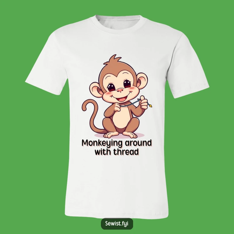 Funny Monkey Stitch Shirt: Playful Primate's Zigzag Skill, Apparel Gift