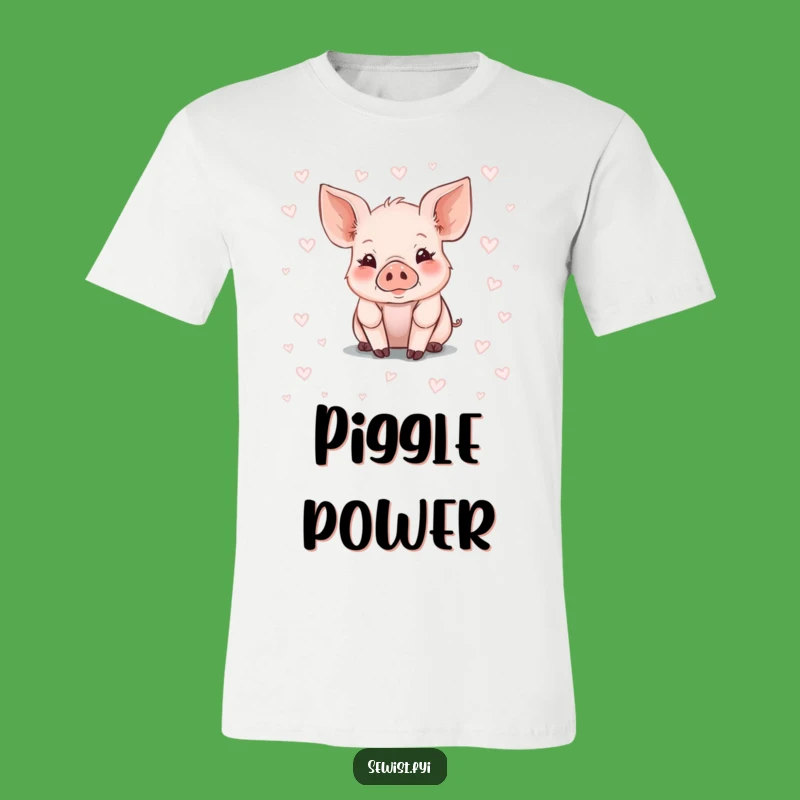 Funny Piglet Pattern Tee: Whimsical Chalk Art Farm Animal T-Shirt Gift