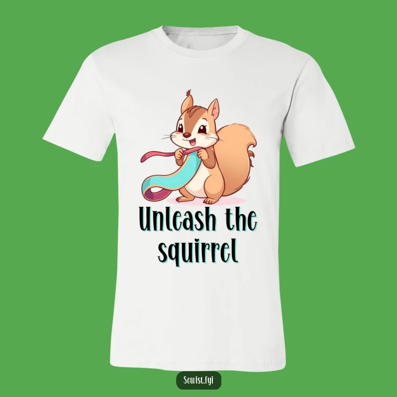 Funny Squirrel Ribbon Mischief T-Shirt: Playful Critter Tee, Perfect Fun Gift