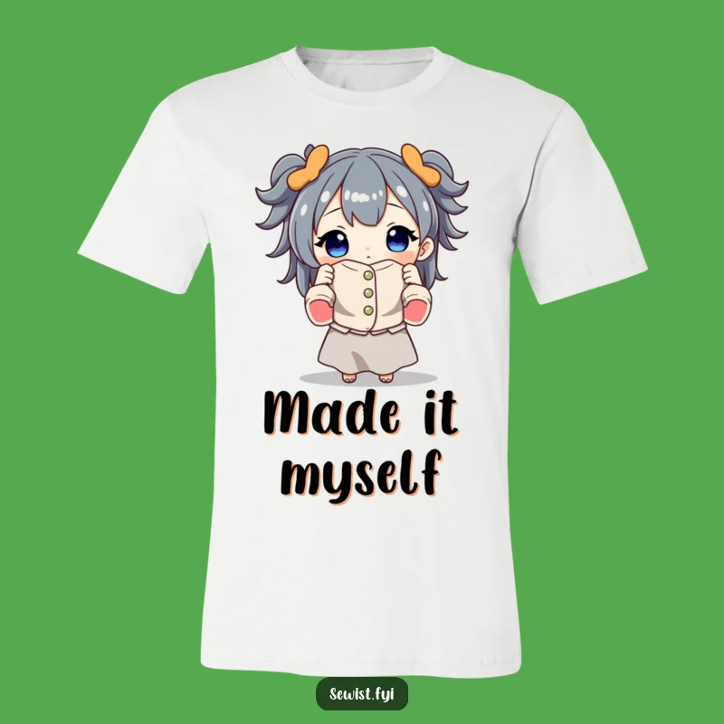 Funny Sewing T-Shirt: Proud Character With Finished Garment, Ideal Funny Gift For Crafters