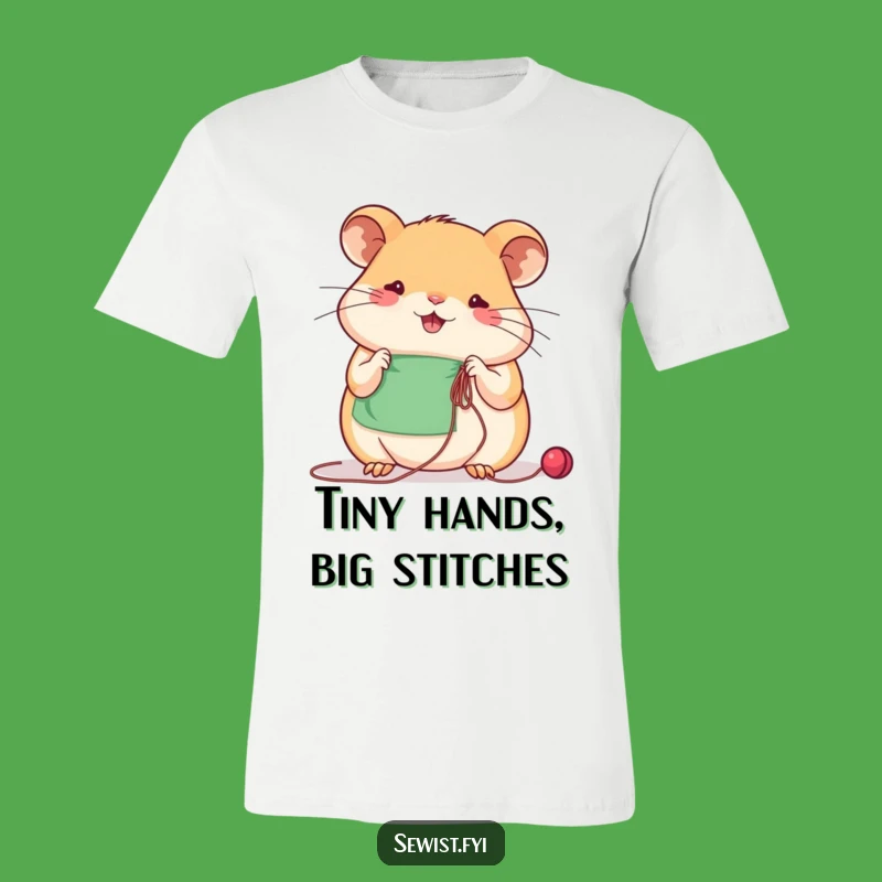 Funny Hamster Sewing T-Shirt: Focused Critter's Hobby Tee, Perfect Gift