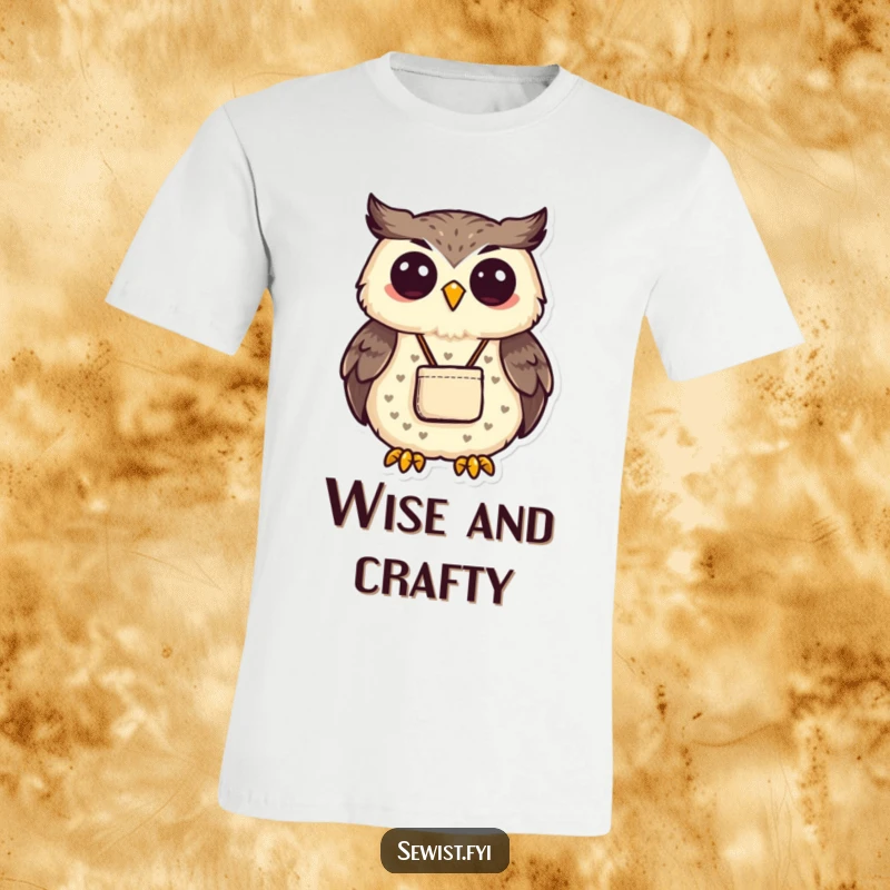 Funny proud owl holding up a small, perfectly sewn pouch. Perfect funny t-shirt.