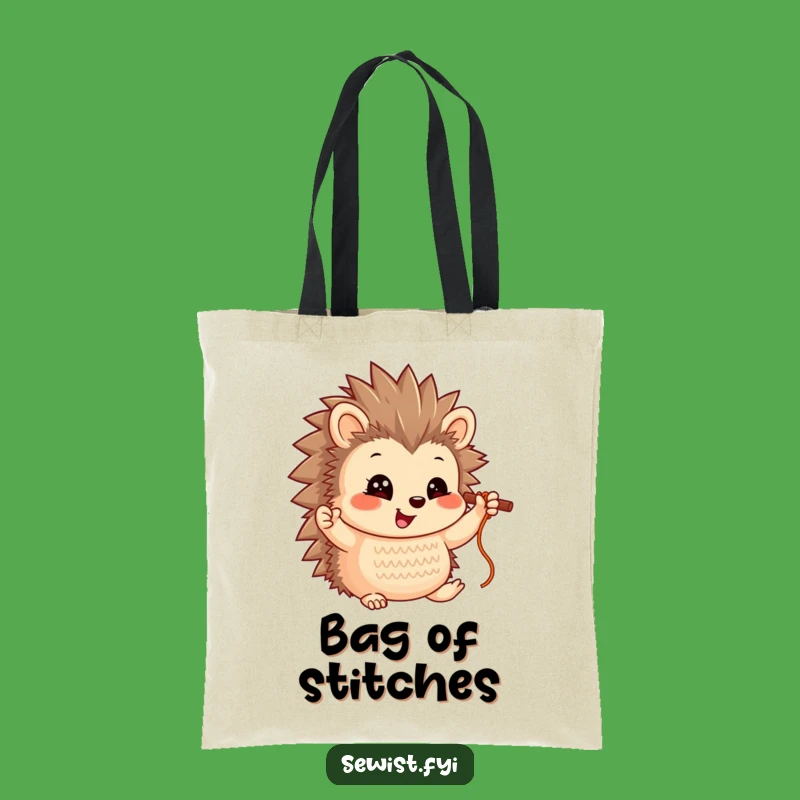 Funny Hedgehog Stitch Tote Bag - Carry Your Pride Hilariously!