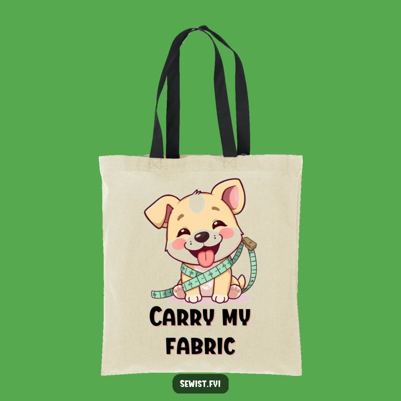Funny Dog Measuring Tote Bag: Carry Your Sewing Supplies