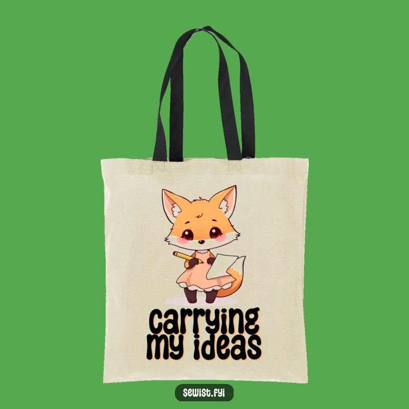 Funny Fox Fashion Tote Bag: Carry Your Designs, Playful Artist Sketching Gift