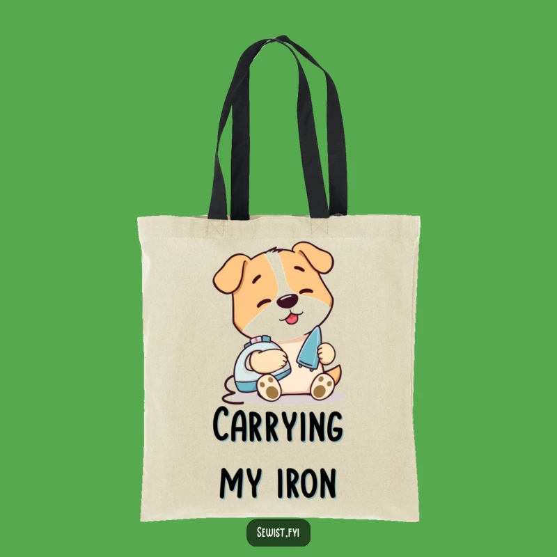 Funny Dog Ironing Seam Tote Bag, Domestic Humor Accessory, Ideal Funny Gift