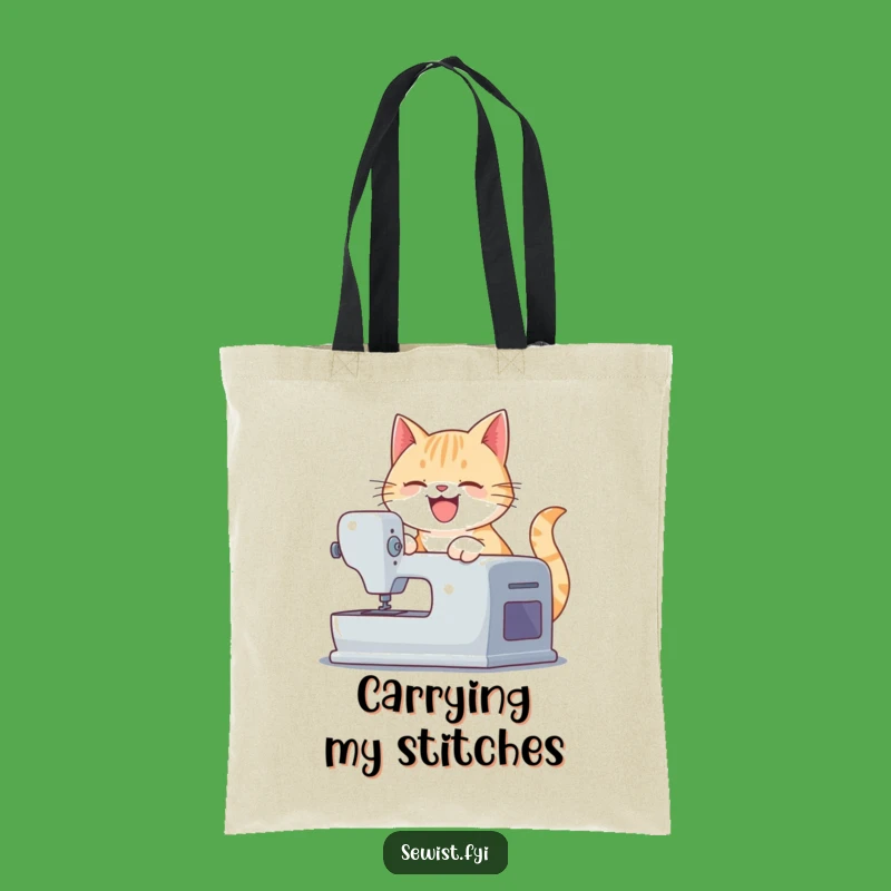 Funny Cat Sewing Tote Bag - Carry Your Craft Supplies with Humor