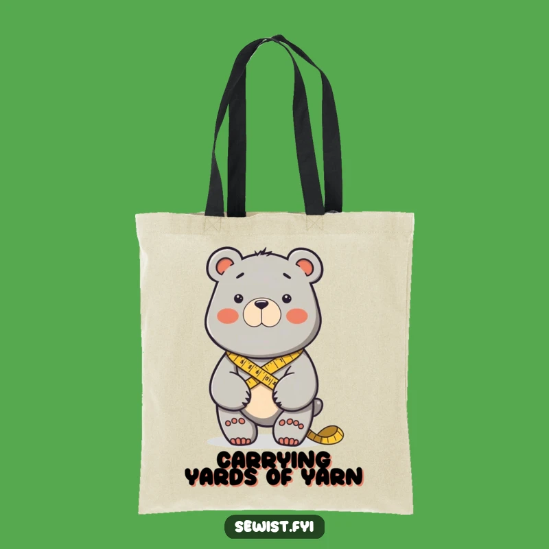 Funny Determined Bear Sewing Tote Bag: Stylish and Humorous Accessory for Makers