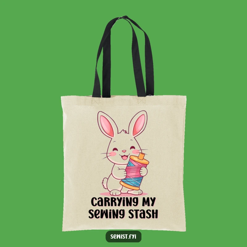Funny Rabbit Tote Bag: Cheerful Stitcher, Chic & Humorous Gift Bag!