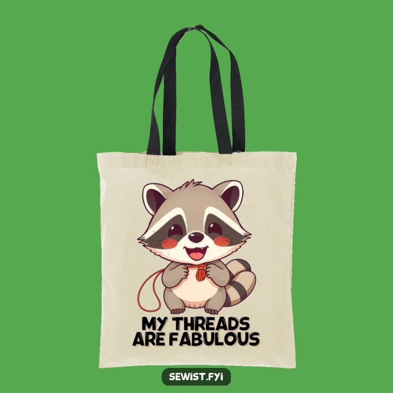 Funny Raccoon Sewing Tote Bag: Delighted Crafter Carry-All, Perfect Gift