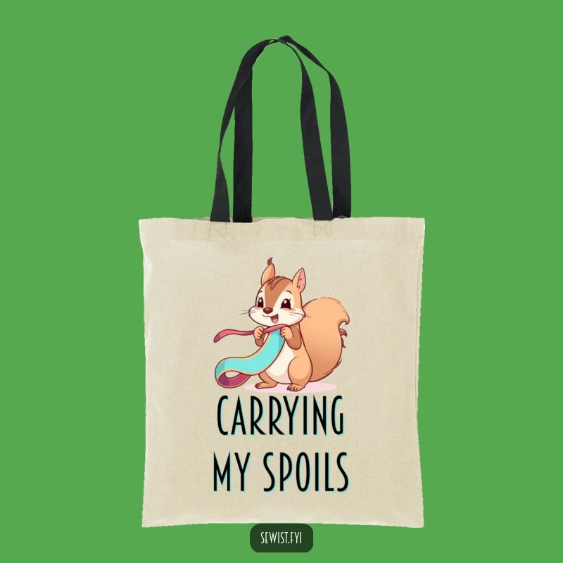 Funny Squirrel Ribbon Tote Bag: Playful Companion, Hilarious Gift Idea