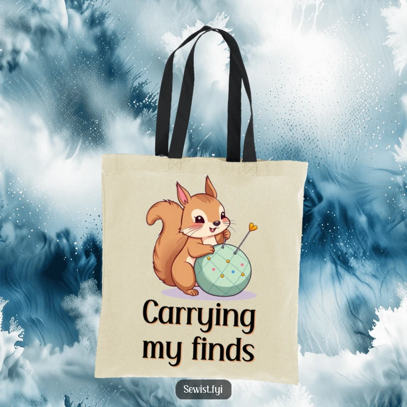 Funny Tote Bag: A proud squirrel shows off after pinning a dart, celebrating a successful aim.