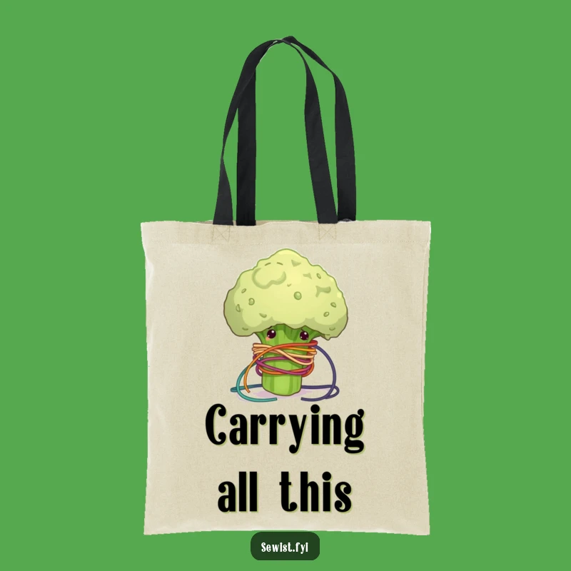 Funny Tote Bag: Clumsy Broccoli Thread, Hilarious Crafter Accessory