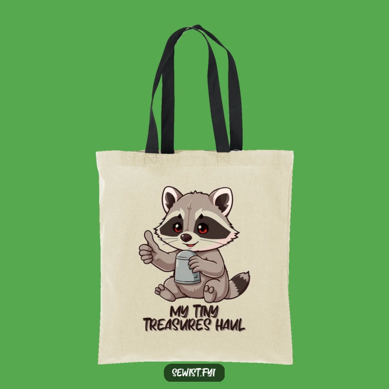 Funny Raccoon Thimble Tote Bag: Carry Your Laughs in Style!